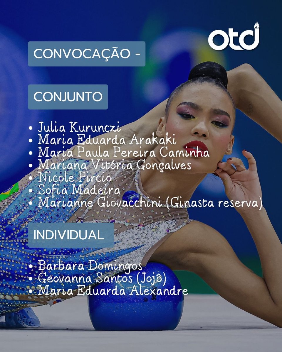 CONVOCAÇÃO!🤸‍♀️🇧🇷

Seleção brasileira de ginástica rítmica fará período de aclimatação em Baku como parte da preparação para a temporada internacional de 2026

Atual vice-campeã mundial, o conjunto mantém praticamente a mesma formação que garantiu as medalhas no Mundial. Já no