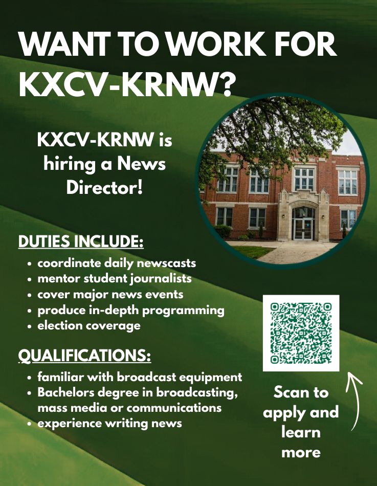 KXCV-KRNW seeks a News Director for local and regional news. You'll coordinate and anchor newscasts, cover major events, and mentor student journalists. 

Passionate about public media and training future journalists? We want to hear from you.

🔗 buff.ly/r4hYBpP