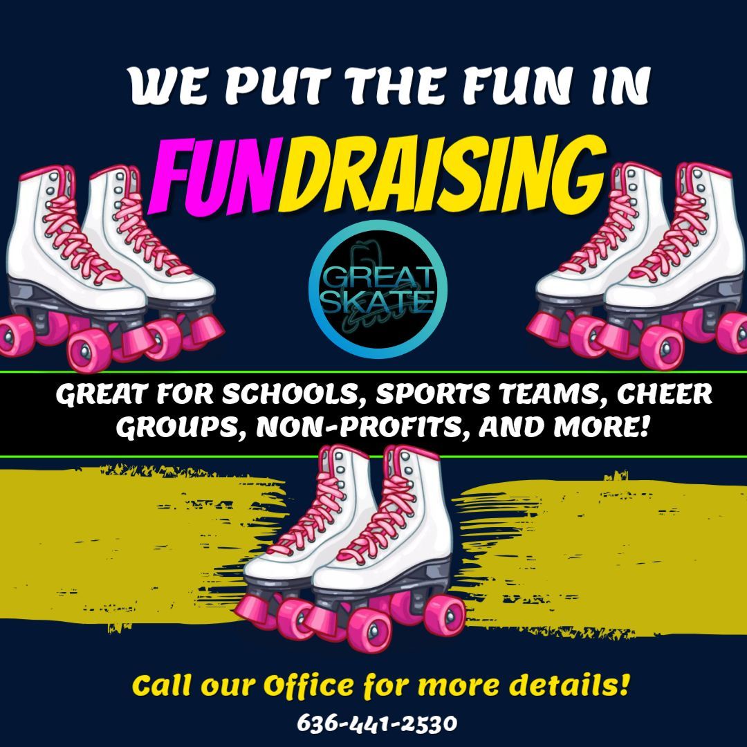 Call our office today to get more information on how to host your fundraiser at Great Skate!

#GreatSkate #Fundraiser #RollerSkate #StPeters #Missouri #SkateWithUs #STL