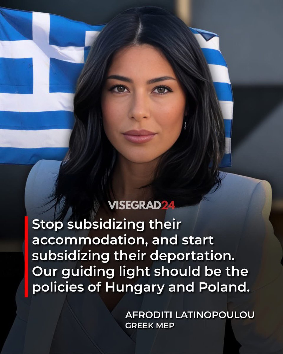 🇬🇷 Greek MEP, Afroditi Latinopoulou on illegal migration: 

Stop subsidizing their (illegal migrants') accommodation, and start subsidizing their deportation. Our guiding light should be the policies of Hungary and Poland.