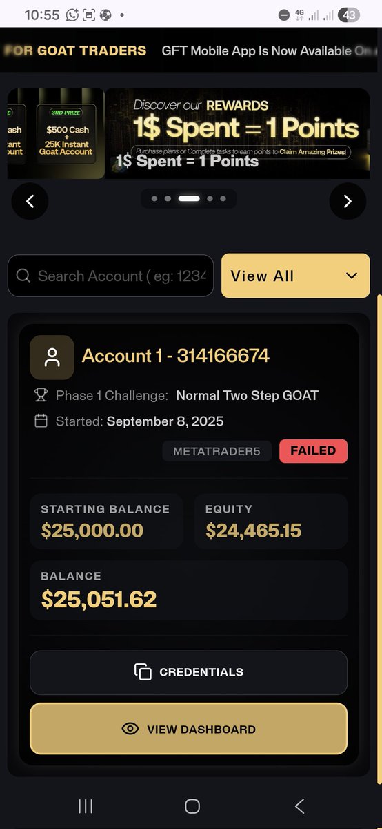 theyomite's tweet photo. @GoatFunded Please I can log into my account again on mt5 when I log into my account I saw failed Please which rule did i bridge https://t.co/EbuwtqcVd2