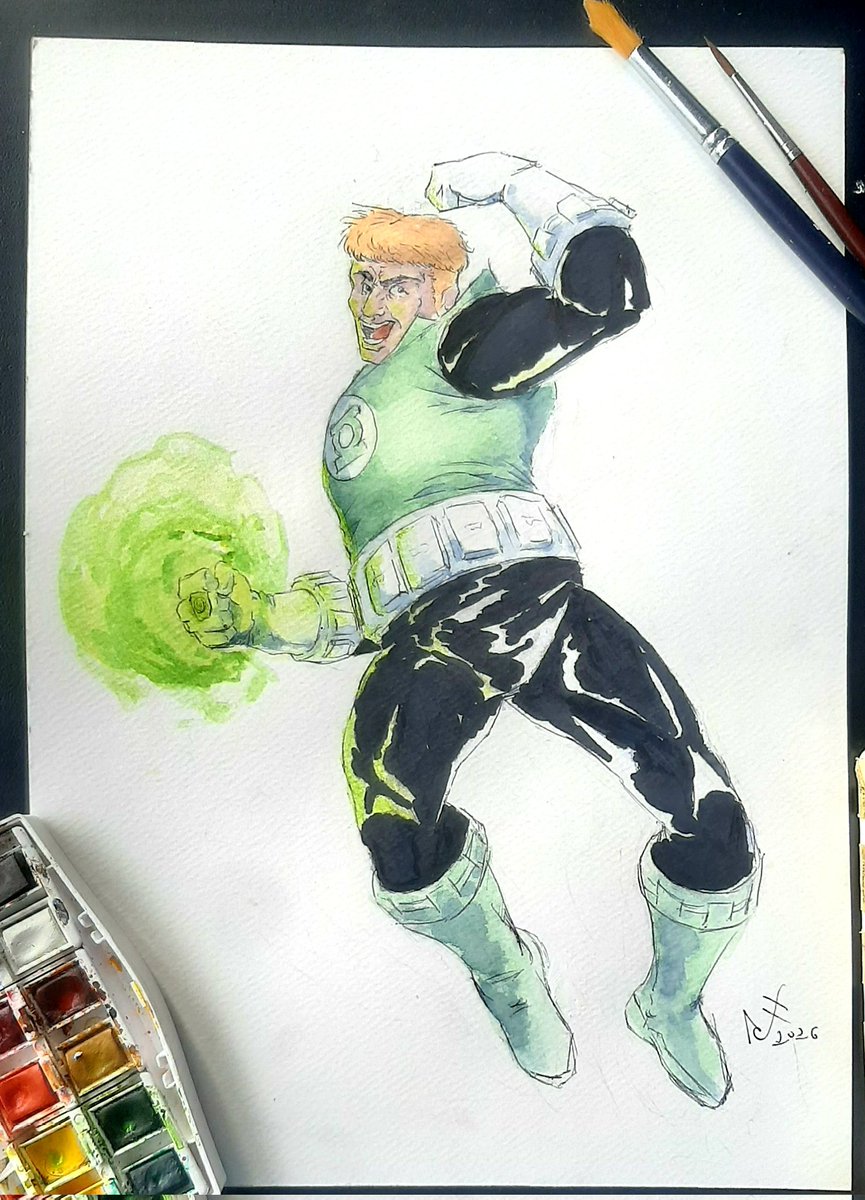 FalettoAngelo's tweet photo. Guy Gardner
Hecho en acuarela 
#dc #greenlantern #GreenLantern #dccomics #DCEU #JamesGunn #comicbooks #comicart #superhero #superman #watercolorart #paint #art https://t.co/BiRs7qFLvV