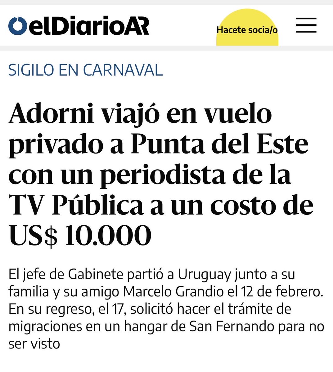 LucaRomero's tweet photo. Va a ser más difícil explicar para Adorni cómo un funcionario con su sueldo puede pagar u$s 10.000 para un viaje de fin de semana con la familia a Punta del Este, que el viaje de su mujer a New York en el avión Presidencial. https://t.co/oHh5f0KhF4