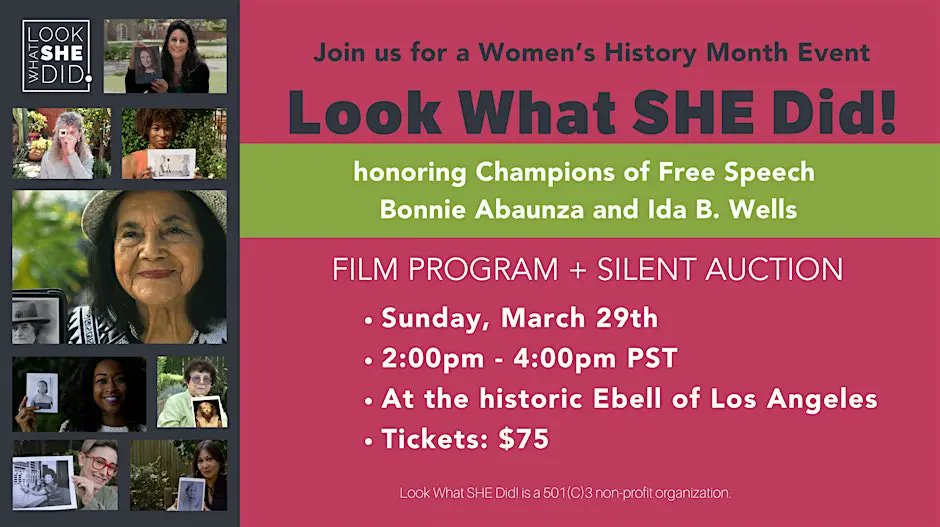 Join us for a special #WomensHistoryMonth event honoring women who are champions of #freespeech at <a href="/EbellofLA/">The Ebell of L.A.</a>. Featuring filmmakers, cultural leaders, and civic voices for an afternoon of film and conversation about the defense of free expression. Tix: bit.ly/3N11tI5