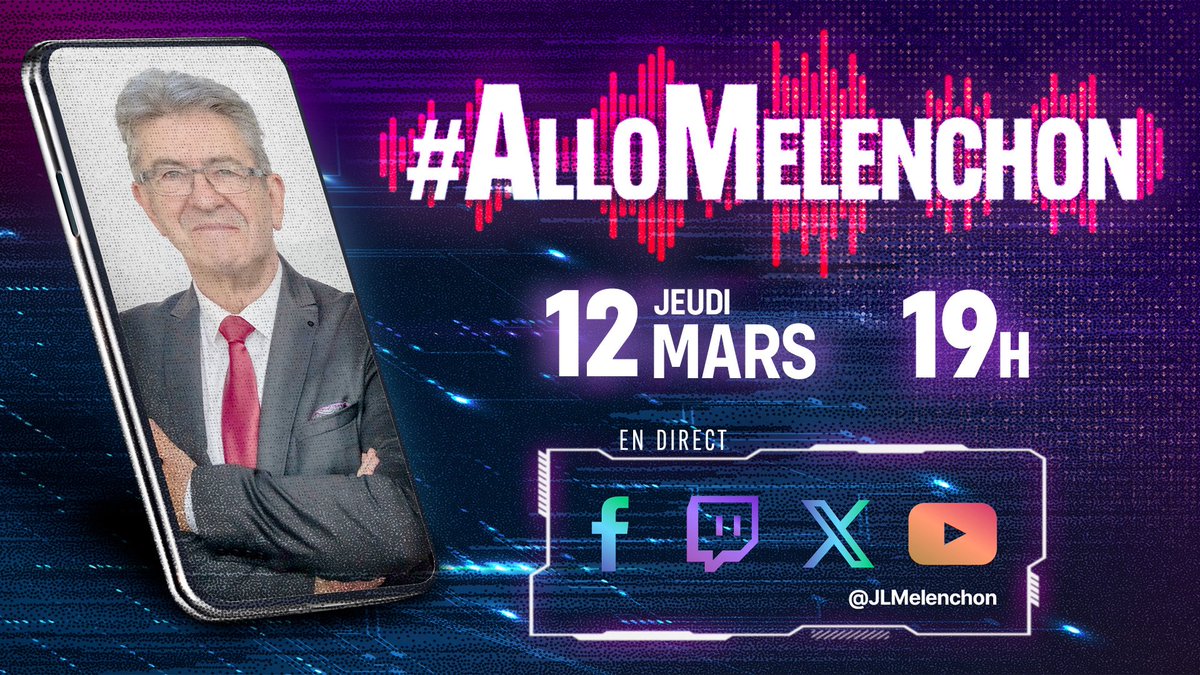 À 19h - Émission spéciale fin de campagne avec <a href="/JLMelenchon/">Jean-Luc Mélenchon</a> 

#AlloMelenchon