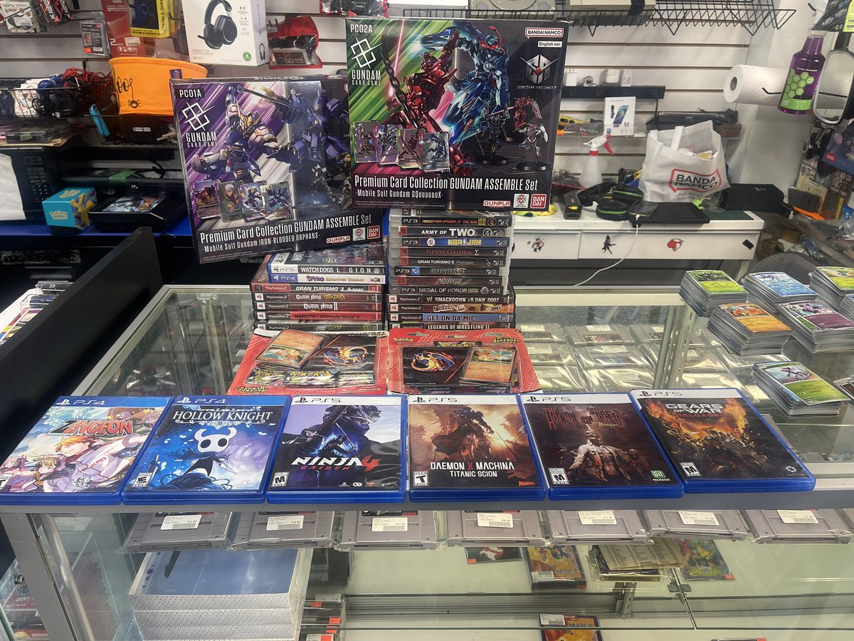 ArcadeBrooklyn's tweet photo. Some of todays trades: #Somy #PS2 #PS3 #PS4 #PS5 games. And now available #Gundam #Pokemon #TCG https://t.co/aUamI0fo9Z