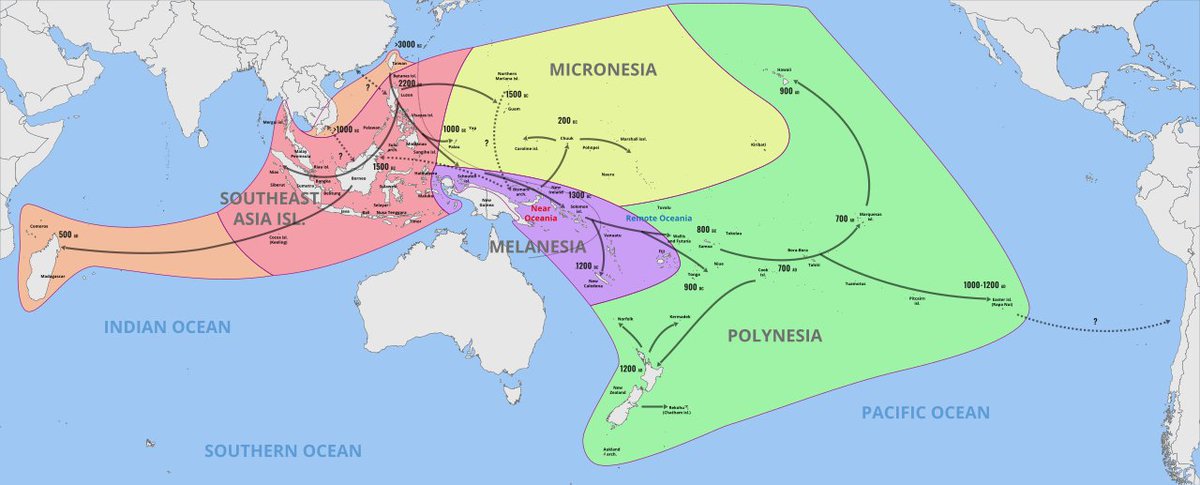 Map showing the migration of the Austronesian peoples