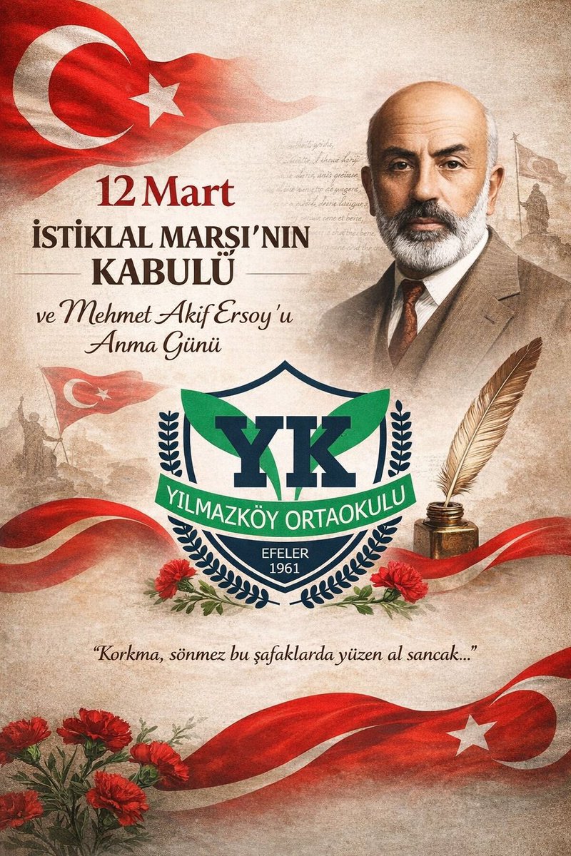 İstiklal Marşı’mızın kabulünün yıl dönümünde, milli şairimizi ve bu toprakları bize vatan kılan aziz şehitlerimizi saygıyla anıyoruz.
​"Sahipsiz olan memleketin batması haktır; sen sahip olursan bu vatan batmayacaktır."<a href="/tcmeb/">Millî Eğitim Bakanlığı</a> <a href="/Aydin_MEM/">Aydın İl Millî Eğitim Müdürlüğü</a> <a href="/mehmetyigitmem/">Mehmet YİĞİT</a> <a href="/efelerilcemem/">EFELER İLÇE MİLLİ EĞİTİM MÜDÜRLÜĞÜ</a> @alicomrukk