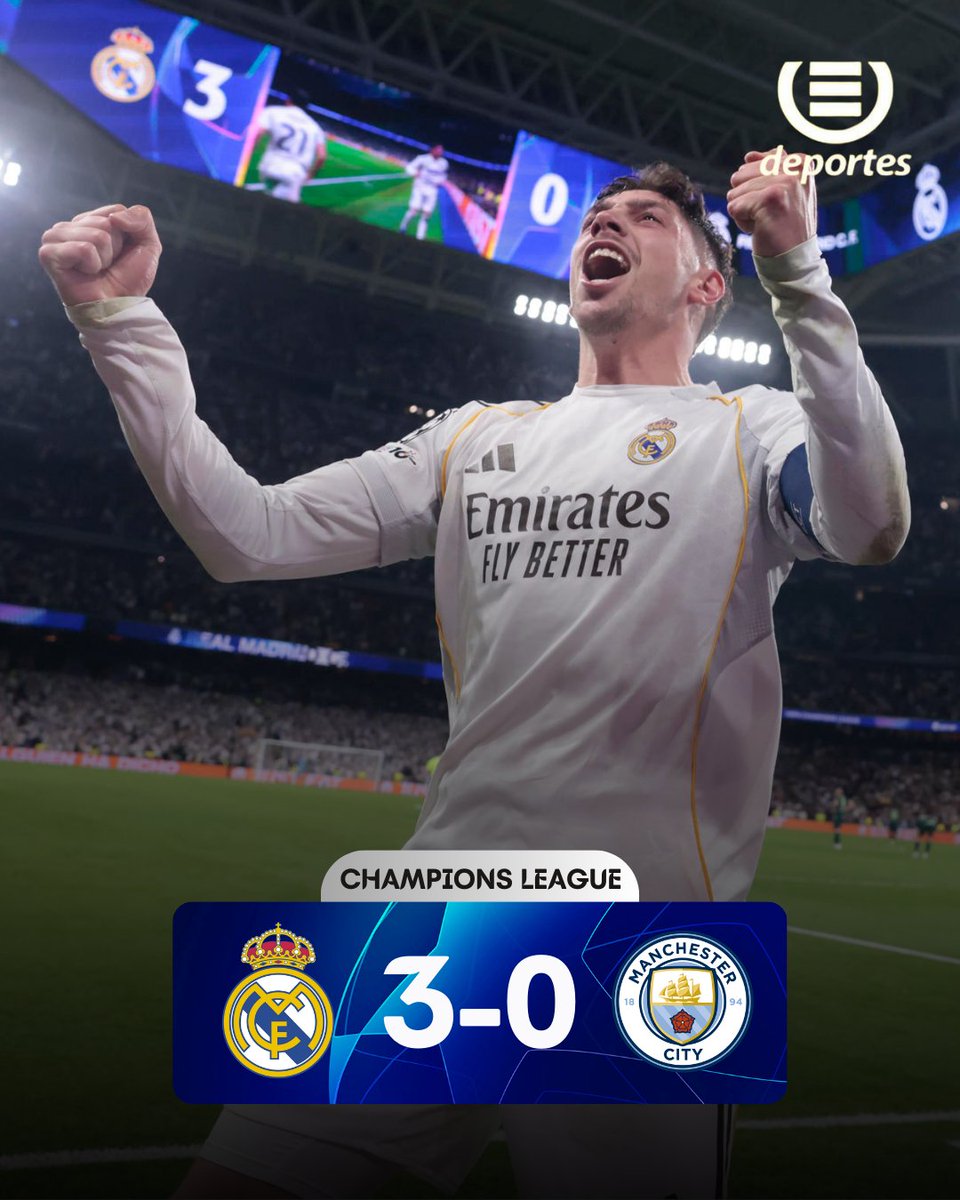 #UCL | ¡GOLEADA MERENGUE! Federico Valverde fue la figura con un hat-trick en la victoria del Real Madrid ante el Manchester City. La serie se definirá la próxima semana el Etihad Stadium ⚽⚪

Visita ➡️ emisorasunidas.com