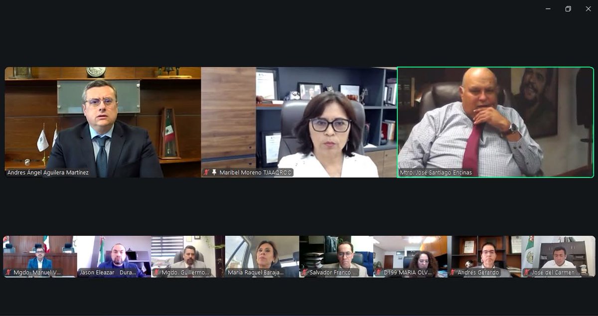 TJAAQRoo's tweet photo. La Magda. Pdta. Minerva Maribel Moreno Cruz participó en una reunión de trabajo vía con las y los presidentes de los tribunales del país que integran la @AMTRIJA, con el objetivo de seguir fortaleciendo y consolidando el sistema jurisdiccional administrativo en México. #TJAAQROO https://t.co/eXeTMQiniO
