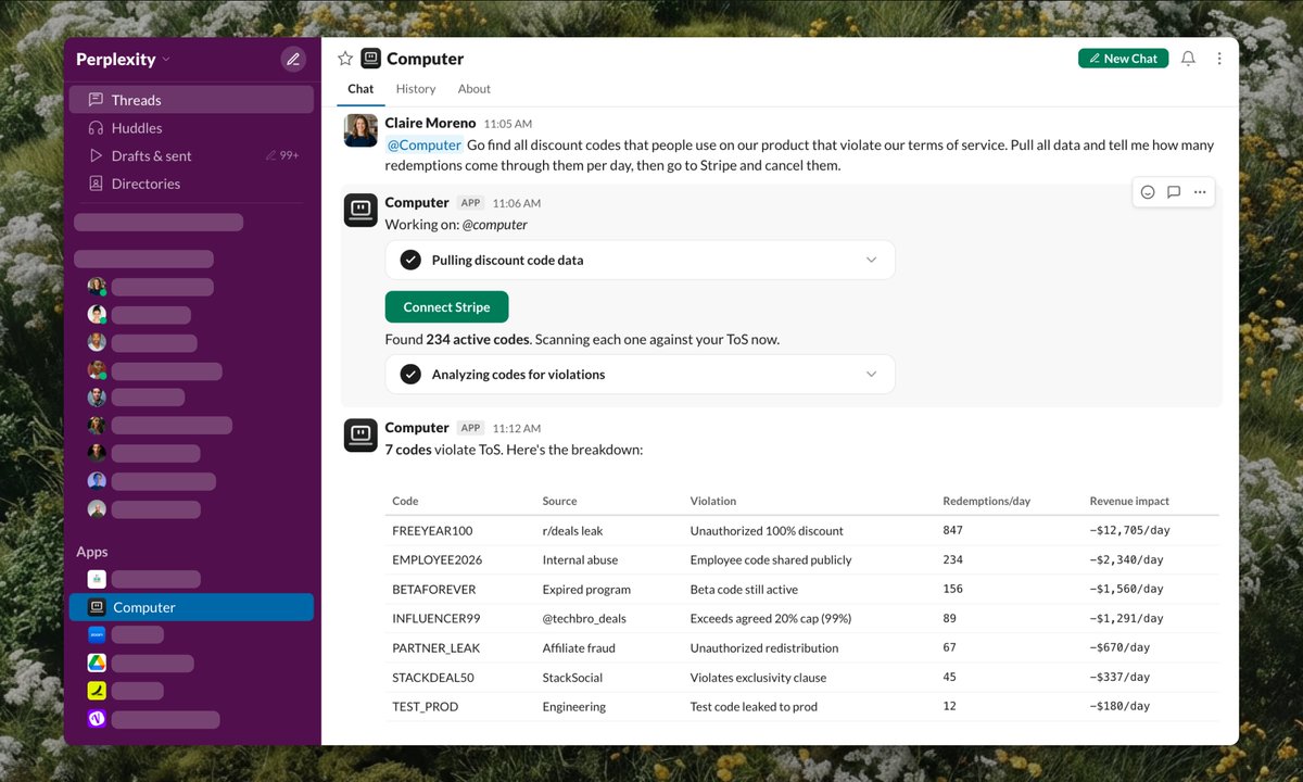 Slack task execution view