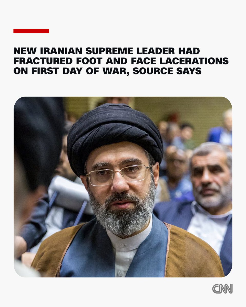 Iran’s new supreme leader, Mojtaba Khamenei, suffered a fractured foot and other minor injuries on the first day of the US and Israel’s bombardment campaign, a source familiar with the situation told CNN. cnn.it/3PdGFxy