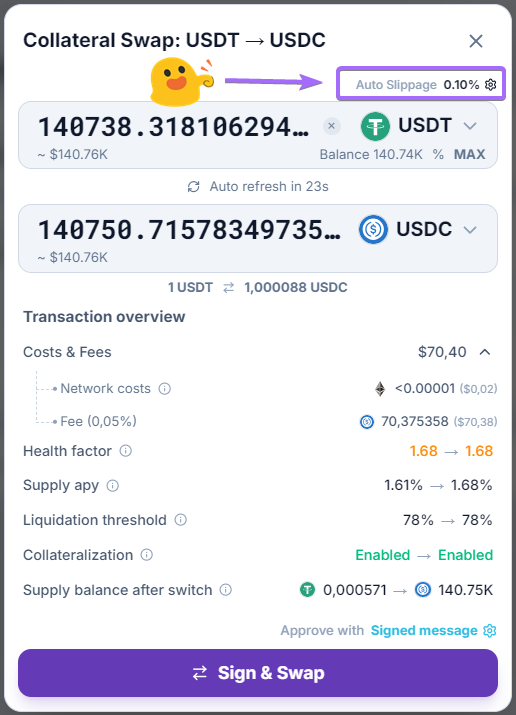 LilSwap_'s tweet photo. Unpopular opinion: You’re probably setting your slippage wrong. 📉

That stops today.

LilSwap just dropped a new version featuring Auto-Slippage!

✅ Real-time dynamic calculation
✅ Faster, cleaner UI refined for Pros
✅ Max efficiency for Aave users https://t.co/RCuWsiilLS