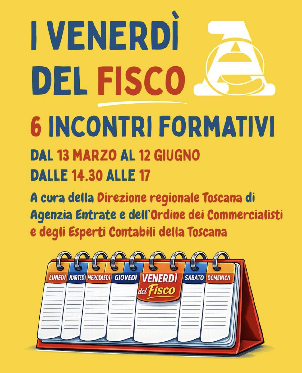 #ODCECToscana. Al via a Firenze il ciclo di incontri "I venerdì del Fisco": un percorso di formazione professionale a cura della DR Toscana di Agenzia delle Entrate insieme ai commercialisti toscani. Presente come relatore. Buon ascolto. info qui 👉 bit.ly/47BRuzK