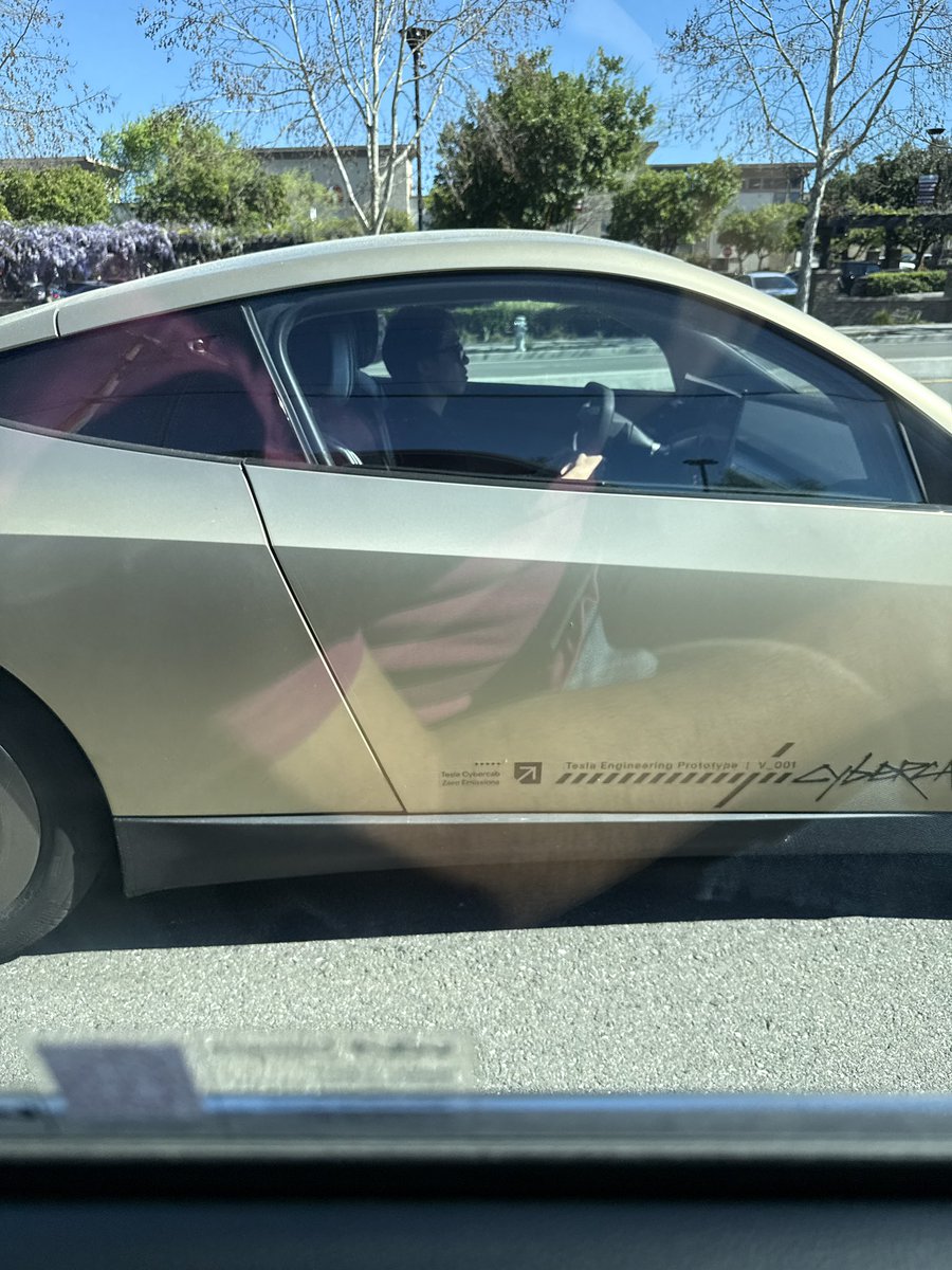 Vaibhavmathur's tweet image. My first cybercab spotting in the wild. (with steering wheels, in Palo Alto) #cybercab #tesla @farzyness @wholemars @herbertong @SawyerMerritt @aelluswamy @elonmusk