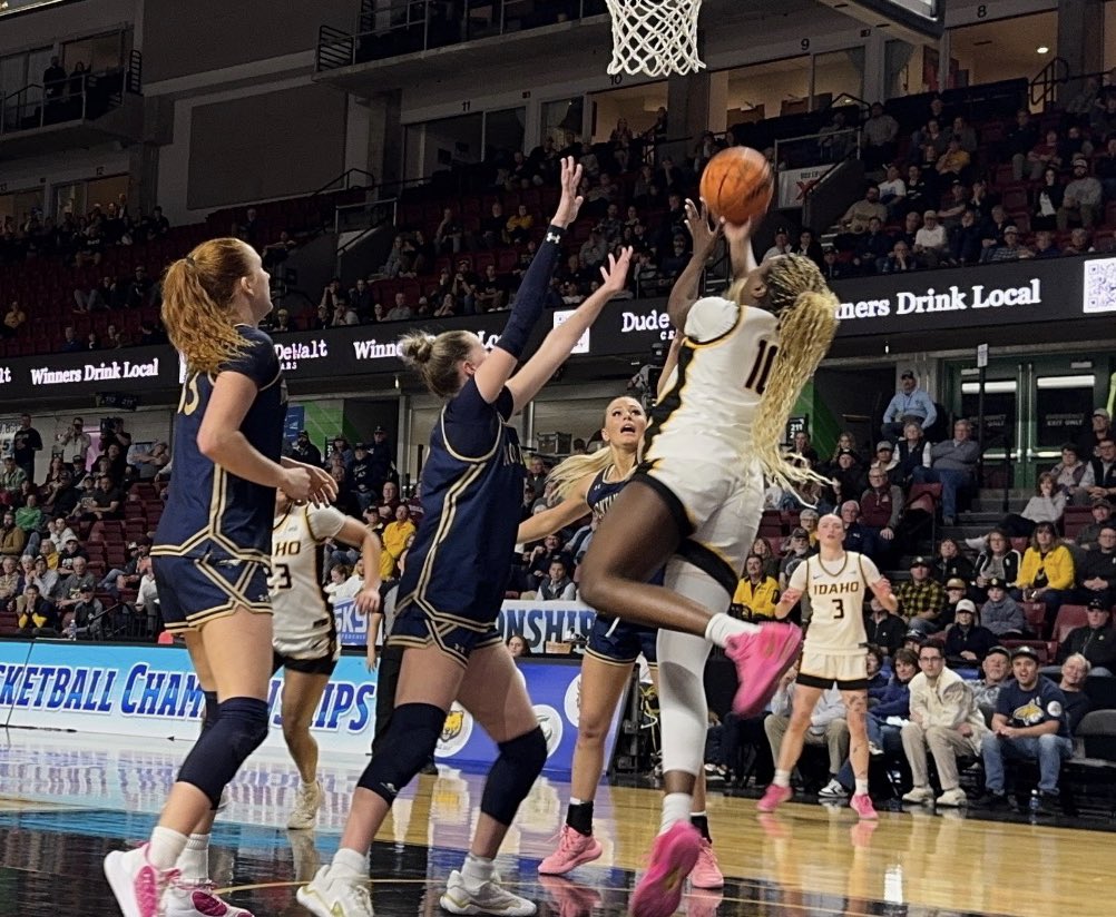 IdahoPubRadio's tweet photo. .@VandalsWBB has won the 2026 Big Sky Championship, defeating Montana State today at Idaho Central Arena in Boise, 60-57. The Vandals advance to the NCAA Tournament. (@randarae, reporting and photos) https://t.co/G0XoSeZ3Hn