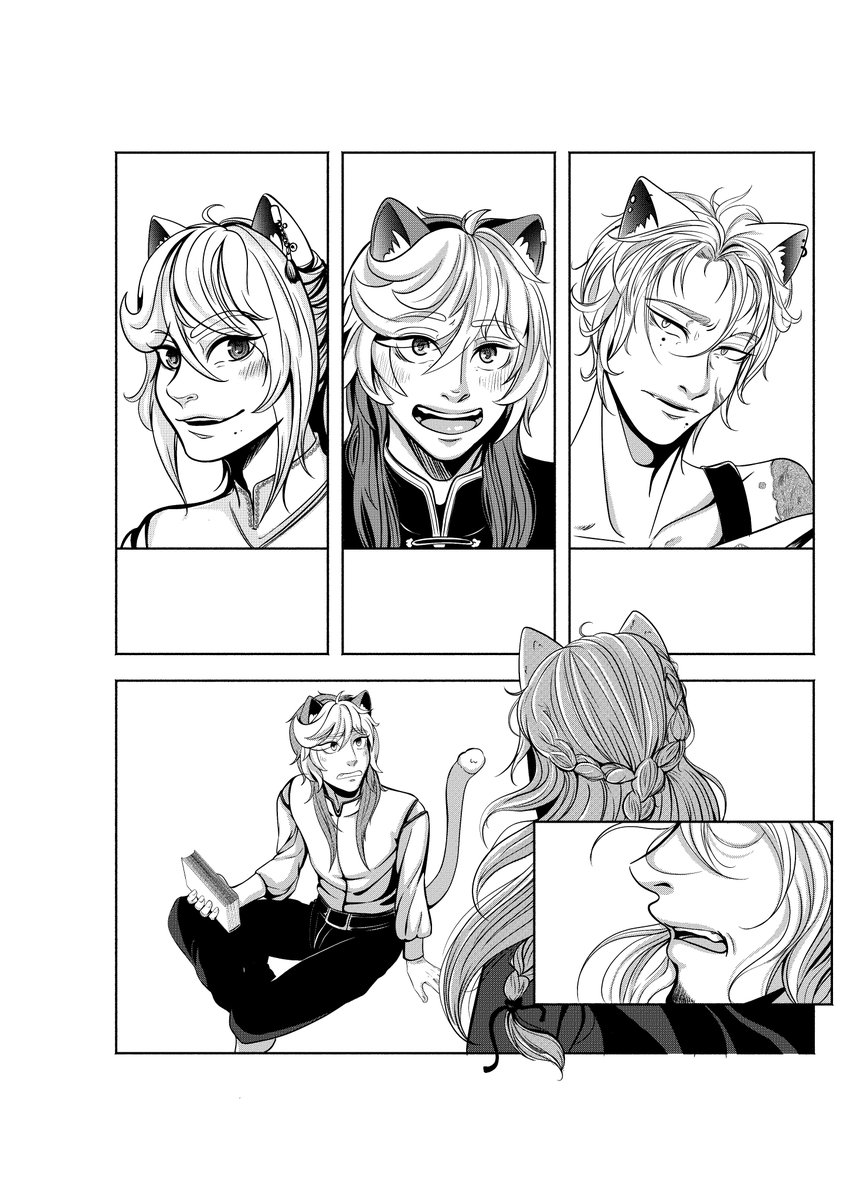 DedeMidian's tweet photo. Hey :) I‘m back!
With  a  new  -  old  project  haha  :D 
It’s been almost 11 years since  I  drew  Catsitter, it feels right to give this story a fresh start.  

And this time I really want to see it through to the end.  The beginning is done 🖤 https://t.co/sI5YMEBmca