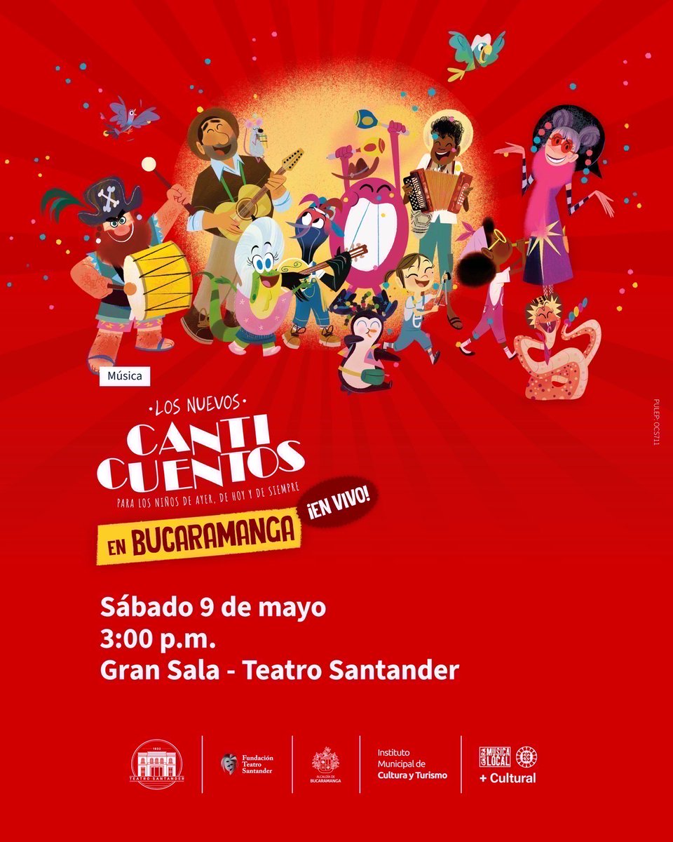 TSantanderBGA's tweet photo. 🎵🌈 Un concierto para cantar, jugar y soñar en familia

Los Nuevos Canticuentos llegan a Bucaramanga con un espectáculo lleno de ritmo, historias y diversión para toda la familia.

📍 Gran Sala 
📅 Sábado 9 de mayo
🕒 3:00 p.m.

🎟️ Compra en https://t.co/KJZzbhjWsd https://t.co/o5SWqAneAj