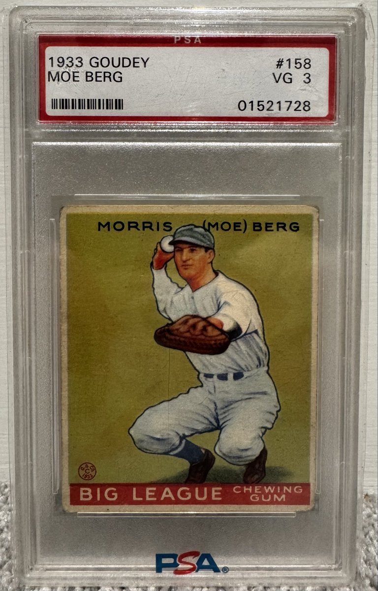 tjspulls's tweet photo. @CardsStory 1933 Goudey Moe Berg PSA 3. $1,199 OBO includes insured shipping!  

Can FaceTime or share more pics. https://t.co/kb2wvWV5fn