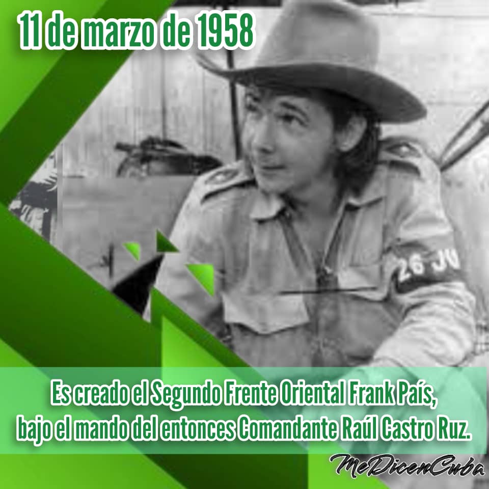 Con #HonorHolguinero recordamos el 68 Aniversario de la creación del Segundo Frente Oriental "Frank País" bajo el mando del entonces Comandante Raúl Castro Ruz.
El Frente se convirtió en un ejemplo de integración entre la guerrilla y el campesinado.  
#CubaEstáFirme