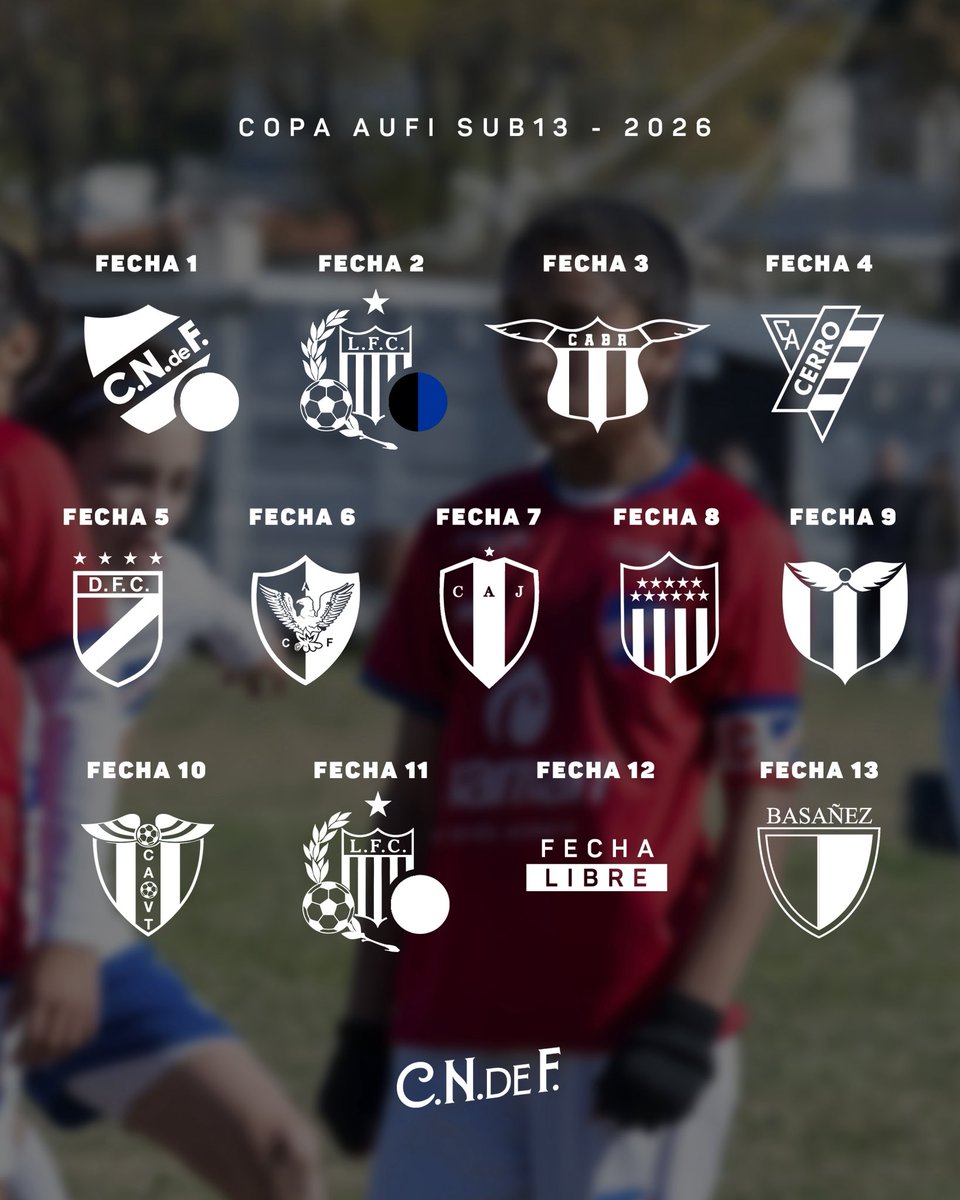 CNdeFinfantiles's tweet image. 𝐂𝐎𝐏𝐀 🏆 𝐀𝐔𝐅𝐈 🔛 

Compartimos el nuevo fixture 🗓️ de las niñas tricolores #Sub13 🔴.

¡A divertirse y aprender jugando! ¡Vamos @Nacional! 

#CanteraInagotable | #ElClubGigante 🔵⚪️🔴