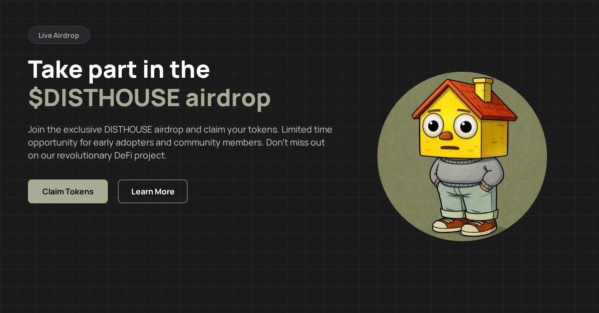 Boxbosqi's tweet photo. DROPS ALERT: $DISTHOUSE is now live!
This is exclusively for community members.
Hurry, it's first-come, first-served—act fast!

https://t.co/ibi1OvFZyd https://t.co/gOQytMVf1d