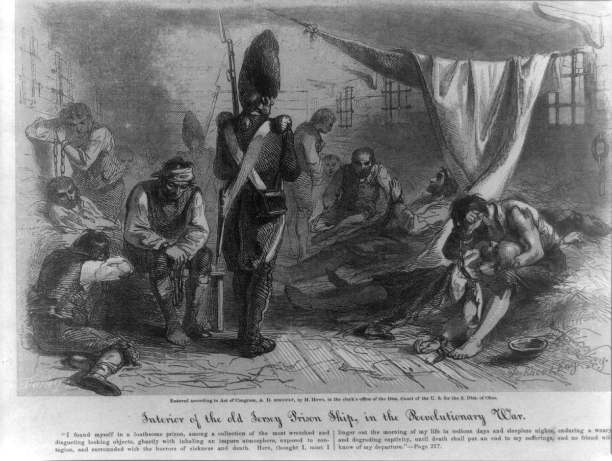 AnemoiaAmerica's tweet image. My Patriot ancestor was a privateer, risking his personal fortune and property to capture British goods. He was captured himself, and put on board Old Jersey to rot for nearly a year before being put on shore to die. He crawled back home through enemy lines. 

He’d beg to differ.