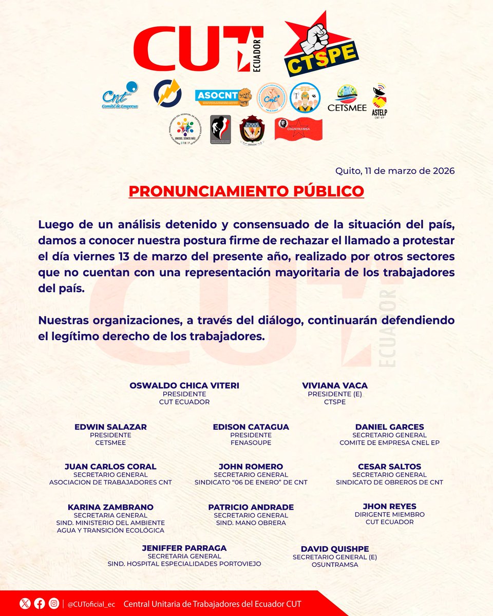 Central Unitaria de Trabajadores del Ecuador CUT tweet media