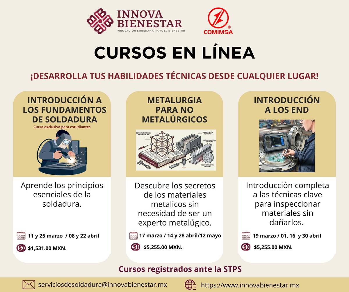 Aprender nunca fue tan fácil. ¡Hazlo en línea y mejora tu futuro!
Contacto:
📷 serviciosdesoldadura@innovabienestar.mx