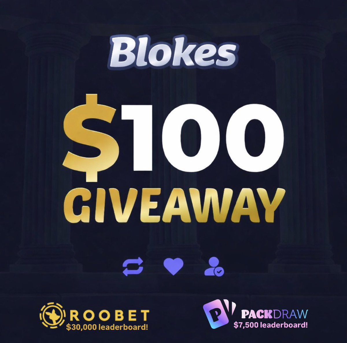 💰 2 x $50 giveaways! 💰

🔁 RT + 🔔 Follow + 💬 Tag 2 friends!

We will double the prize if you’re following our Kick! kick.com/blokes
