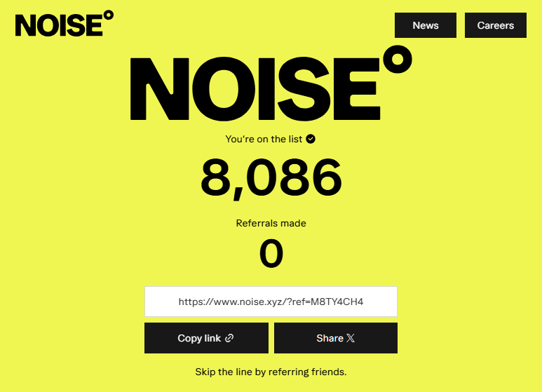 ✅NOISE is Everywhere!

🔹$7.1M raised by Paradigm 

🔹I just joined the <a href="/noise_xyz/">Noise</a> waitlist, ranked #8,086 (it takes only 2mn to register your email and no cost)

🔹Join me and get pushed up in the queue! noise.xyz/?ref=2HU9GT7P

<a href="/kenniskevin1/">kennis kevin</a>  <a href="/alainbkk/">AlainBKK 🪽</a>