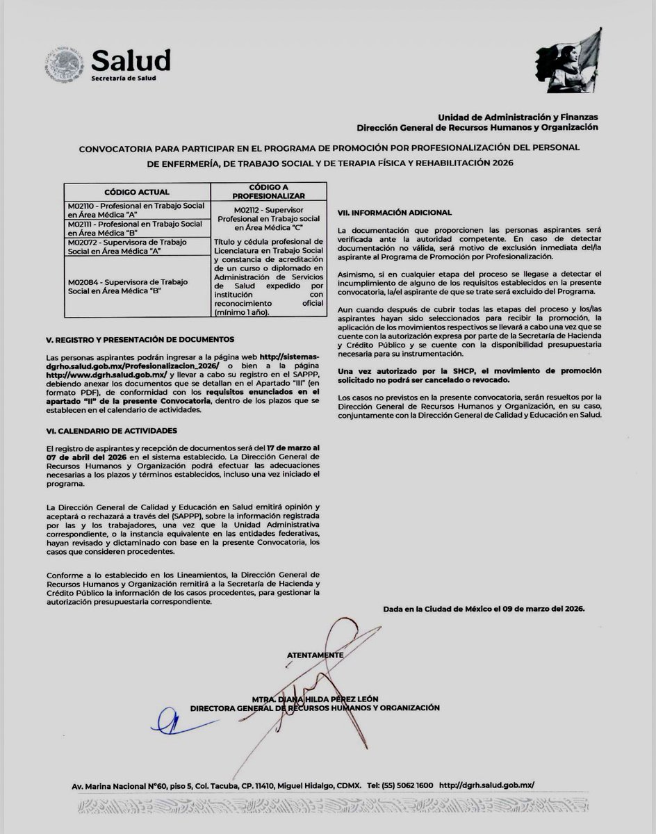 Convocatoria 2026
Se invita al personal de Enfermería, Trabajo Social y Terapia Física y Rehabilitación a participar en el proceso de Profesionalización 2026.
#LosMejoresSecc87 #SanPedro #Torreón #FranciscoIMadero #Matamoros #CDMX #salud