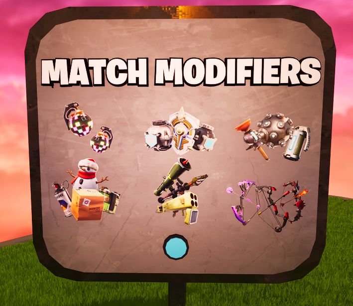 SingularityUEFN's tweet photo. The match modifier shop is done. Im currently working in the custom weapons, i already have the models (credits of all models in the image and in the map)

#FortniteChapterSeven  #fortnitecreative #workinprogress #fort #creative #uefn #singularity https://t.co/bMayf3fL18