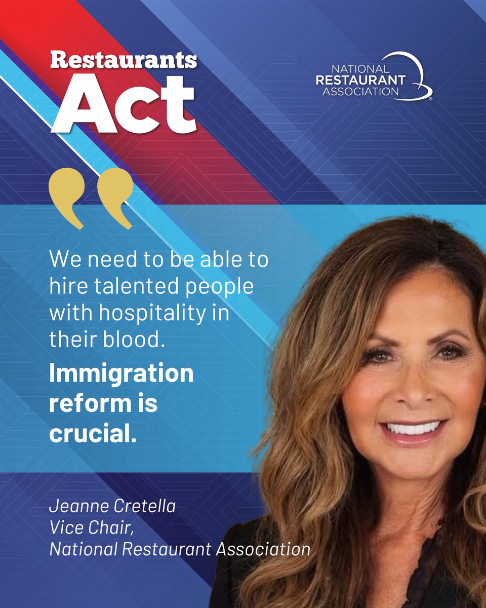 RestaurantsAct's tweet photo. Immigration is essential to the restaurant industry and we need reform to stay viable. ‼️
This message was amplified by @WeRRestaurants Vice Chair and By Landmark Co-founder and President, Jeanne Cretella, at #PAFC26 General Session today. https://t.co/EHIKcrI5Zb