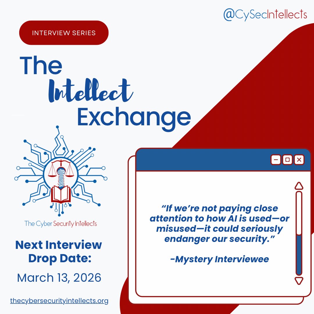 CySecIntellects's tweet photo. 🚨 Our first “The Intellect Exchange” of the year is Coming Soon - Are You Ready? 👀🚨

If you enjoy stories about curiosity, resilience, and navigating the ever-changing cyber landscape, you’ll want to check this one out. The full interview drops March 13th. https://t.co/tSKAhqTkT1