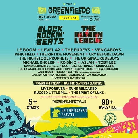 Delighted to announce we are playing our 1st festival of 2026 at The Greenfields Festival this May. It’s back in our old favorite haunt Co. Laois. A fantastic lineup not to be missed. Click here to purchase ❤️ thegreenfieldsfestival.ie