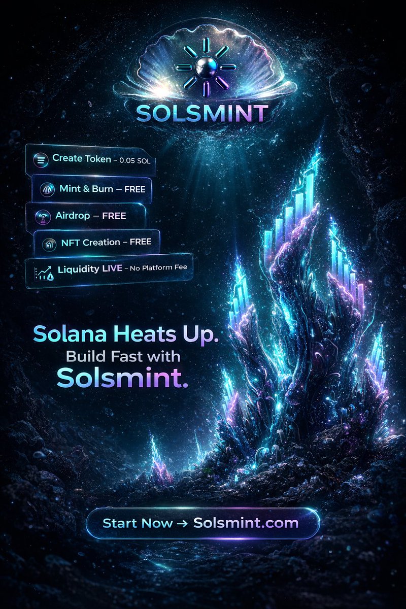 solsmint's tweet image. ⚡ Launch confidently on Solana
0.05 SOL setup
Free mint, burn, NFT and airdrop
Liquidity goes directly to Raydium — zero platform fee
solsmint.com
#SolanaProjects #CryptoTools