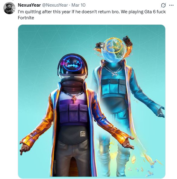 JarlEpochalypse's tweet photo. If you need a good laugh check out @NexusYear posts. Rediscovered his account after looking through my old posts, this guy is actually pathetic. We got people dying in wars and this dude wants to take the fight to Epic Games because they won't bring back his fav crowd crusher https://t.co/zC2KOpFBjr