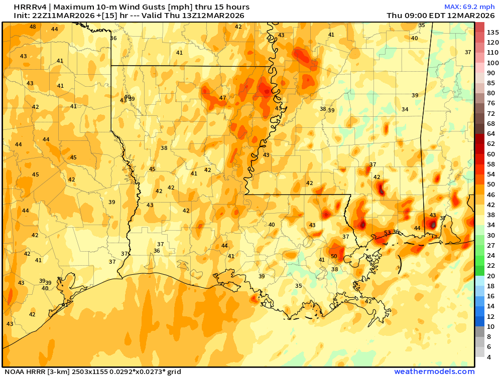 Quite the strong PGF winds behind this front overnight