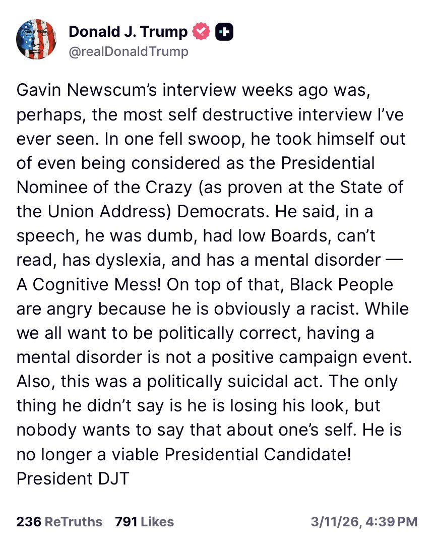 A few things:

1. Gavin Newsom talked about his dyslexia — something he has publicly discussed for more than two decades. He did not say he was dumb or that he can’t read. Reading certain types of media can be difficult for him, just as it is with many people who are dyslexic.
