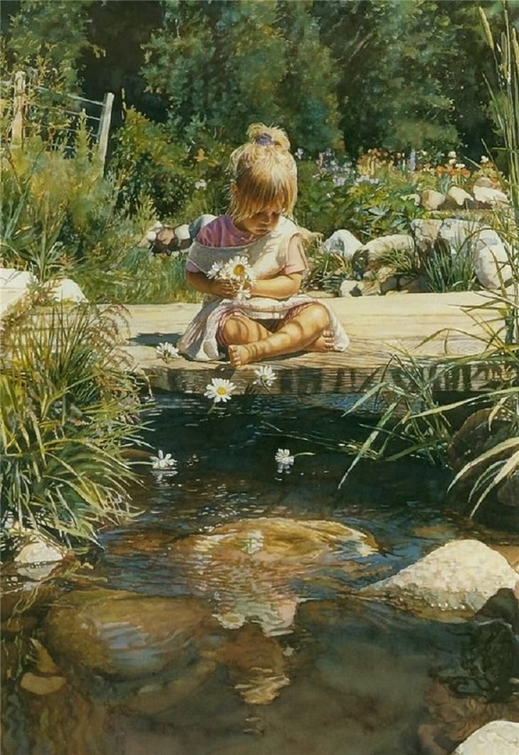 Esta hermosa pintura es una obra de Steve Hanks (1949–2015)

La obra se titula "A Moment of Reflection" (o en español, Un momento de reflexión).