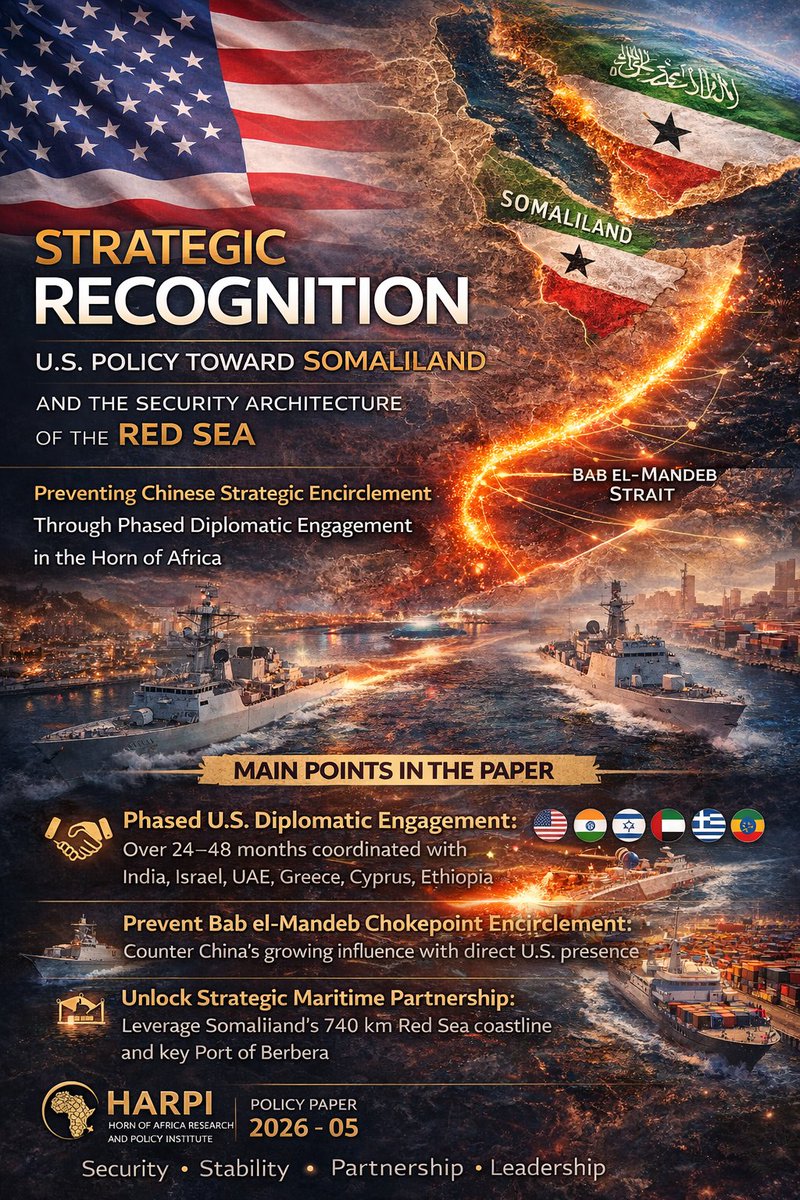 I am pleased to announce the release of my latest policy paper:
 "Strategic Recognition: U.S. Policy Toward 
 Main argument: The U.S. must recognize Somaliland 
𝐅𝐮𝐥𝐥 𝐏𝐚𝐩𝐞𝐫 academia.edu/165077288/The_…
#Somaliland #RedSea #USPolicy #China 
<a href="/TiborPNagyJr/">Tibor Nagy</a> <a href="/somalilandmfa/">MFA Somaliland</a>