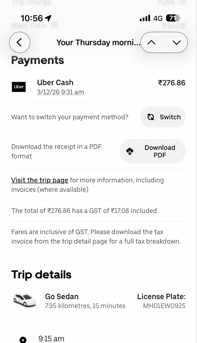 Abk23K's tweet photo. @uber my mom booked a ride today morning - the driver initially went to the wrong building and then wouldn’t pick up the phone wasted 15mins !! Further when the ride ended he took cash from her;also the money from uber wallet also got deducted. What a scam!! @Uber_Support https://t.co/SNapSQXDWt