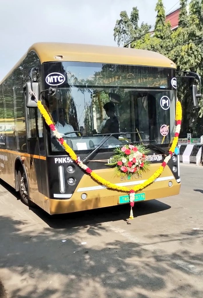 MtcChennai's tweet photo. MTC Chennai launches Premium Bus Service!

The Premium Bus Service of #MTCChennai commenced operations today on two routes:
🔹 P91 – Kilambakkam Bus Terminus to Tiruvanmiyur
🔹 P570S – Siruseri SIPCOT to Koyambedu Bus Stand

The Managing Director of MTC Chennai, Dr. T. @prabhusean7, I.A.S., welcomed passengers at Koyambedu Bus Stand who boarded the first service on Route P570S.

The Joint Managing Director, Thiru. R. Sundharapandian, and other officials were also present. Officials of MTC greeted and welcomed passengers boarding the first services at Thiruvanmiyur, Kilambakkam (KCBT), and Siruseri (SIPCOT) as the services commenced today.

The Premium Buses feature comfortable cushioned seats with ample legroom, offering a more relaxed and convenient travel experience for commuters.

📲 Passengers can book their tickets in advance through the Chennai One App.

MTC Chennai continues to introduce new initiatives to enhance the quality, comfort, and reliability of public transport for the people of Chennai. (1/2)
#MTCChennai | #MTC4Chennai | #ChennaiBus | #MTCBus | #Chennai | #NammaChennai | #NammaBus | #PremiumBus | #ElectricBus