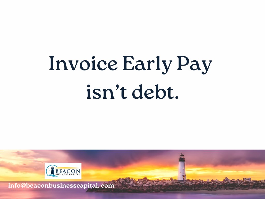 BeaconBusinessC's tweet photo. 𝙄𝙣𝙫𝙤𝙞𝙘𝙚 𝙀𝙖𝙧𝙡𝙮 𝙋𝙖𝙮 𝙞𝙨𝙣’𝙩 𝙙𝙚𝙗𝙩.

It’s cash you already earned—just accelerated.

If your customers pay in 60 days but suppliers want payment in 30, receivables funding can close the gap.

#CashFlow #SmallBusiness #AccountsReceivable https://t.co/MC9nhNP5er