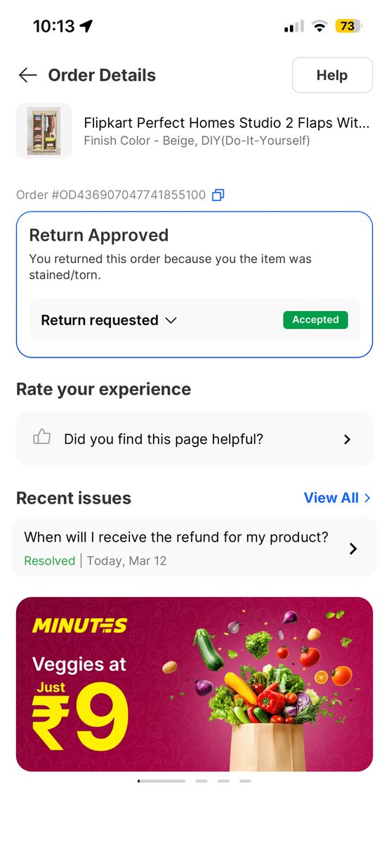 Im_rohanjha's tweet photo. @Flipkart @flipkartsupport 
I brought a collapsible wardrobe which  was delivered used i returned it but pickup agent refused to take it saying it has stains i again did it went same customer care isnt responsive no way to talk to them.Look into this https://t.co/wpfWv0hH43