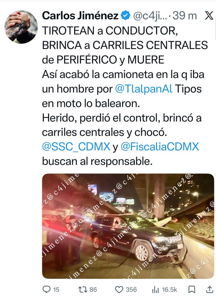 EXLIDER SINDICAL del <a href="/ISSSTE_mx/">ISSSTE</a>, el ASESINADO en PERIFÉRICO
Las autoridades identificaron al conductor de la camioneta tiroteada en la zona de <a href="/TlalpanAl/">Alcaldía Tlalpan</a> 
Se trata de Luis Miguel Victoria Ranfla de 65 años.
Fue líder sindical durante una década.
<a href="/FiscaliaCDMX/">Fiscalía CDMX</a> y <a href="/SSC_CDMX/">SSC CDMX</a> indagan.