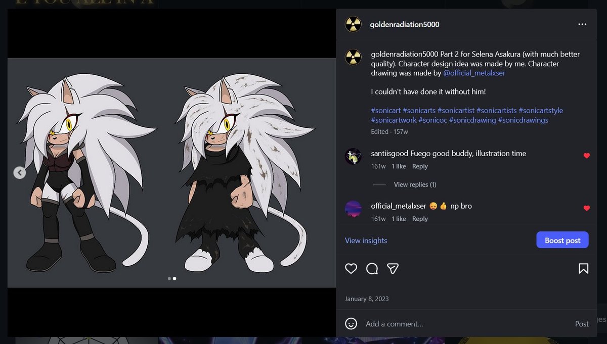 GoldRadiation's tweet photo. @Blushberyyy3D @blush_berry_ The person took the art from one of my Instagram posts from 3 years ago. Unfortunately, the idea of the watermark did not occur to me nor the artist at that time. https://t.co/ovgFXqNnIZ