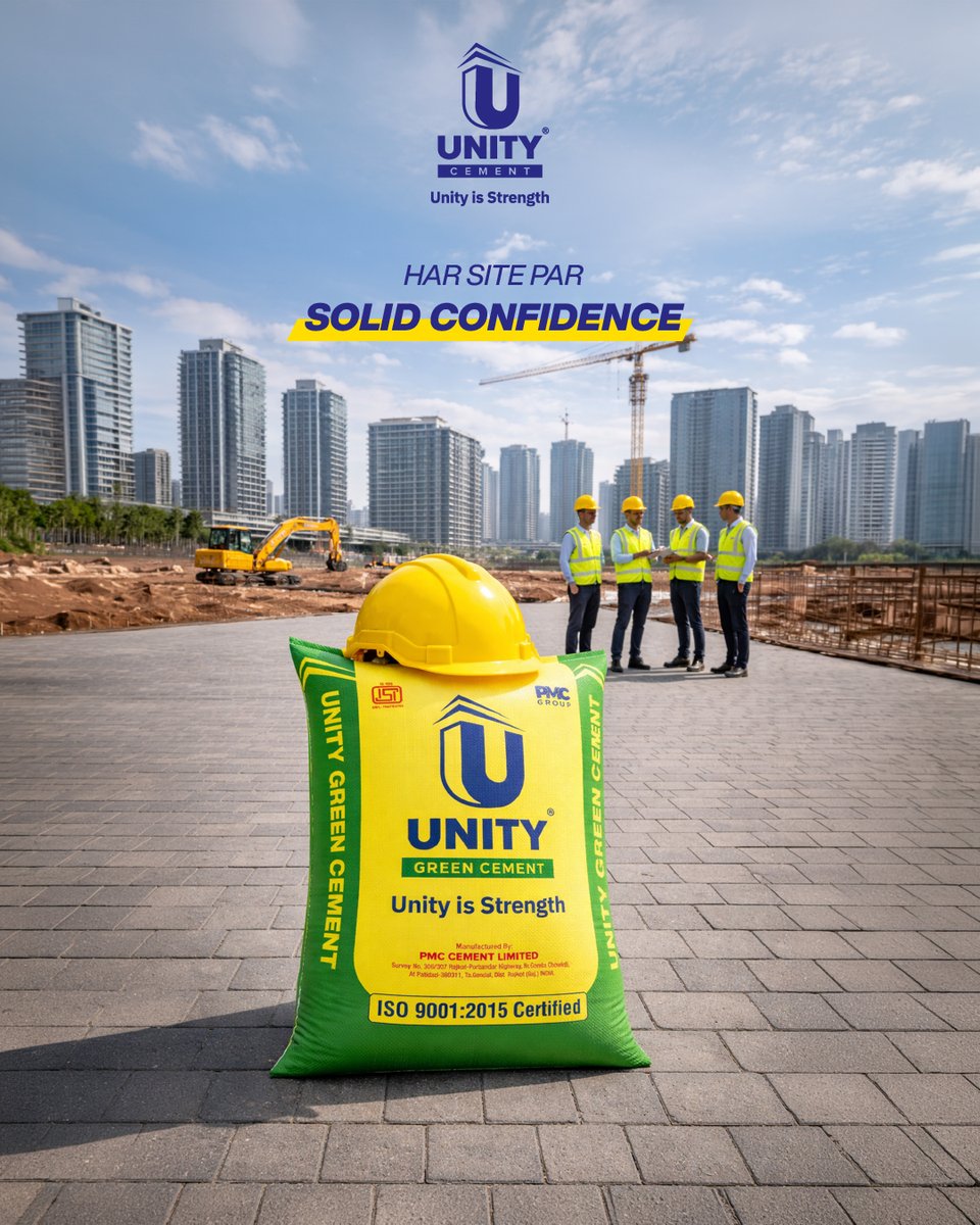 unitycement's tweet photo. Every strong project begins with confidence at the construction site. 🏗️
When builders trust the material they use, every structure stands stronger and lasts longer.
#UnityCement  - delivering solid confidence at every site.

#UnityIsStrength #ConstructionIndia #BuildersChoice https://t.co/G6aTeixymh