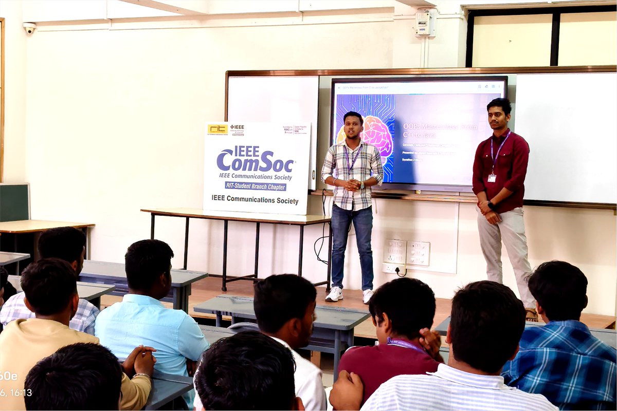 ritindia1983's tweet photo. 🚀 IEEE Technical Talk on OOPS &amp; JavaOn 20 Feb 2026, the IEEE Communication Society organized a student-to-student technical session for S.Y. https://t.co/jQq9400LSP students on “Flow of OOPS to Core Java.”fundamentals.#IEEE #IEEEComSoc #OOPS #CoreJava #PeerLearning https://t.co/jthZfUCjyn